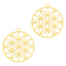 Metal Bohemian pendant round Gold